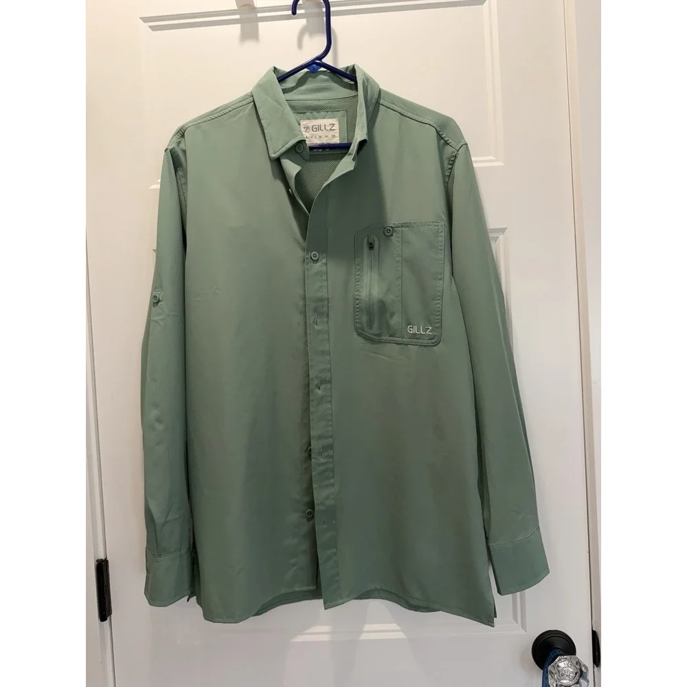 GILLZ Men's Medium Performance Fishing Shirt - Sage Green UV‎ Protection